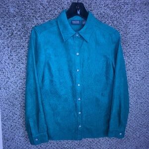 Teal Button-Front Collared Shirt